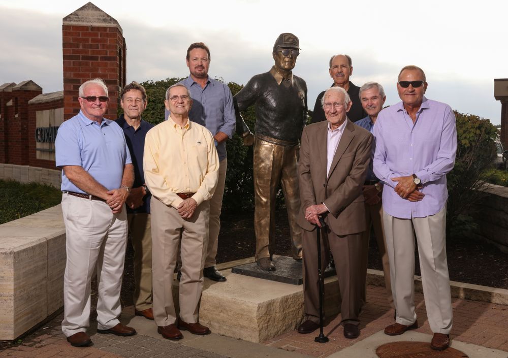 The 1983 Hawkeye Football Coaching Staff at Fry Fest Thursday, August 30, 2018 in Coralville. (Brian Ray/hawkeyesports.com)