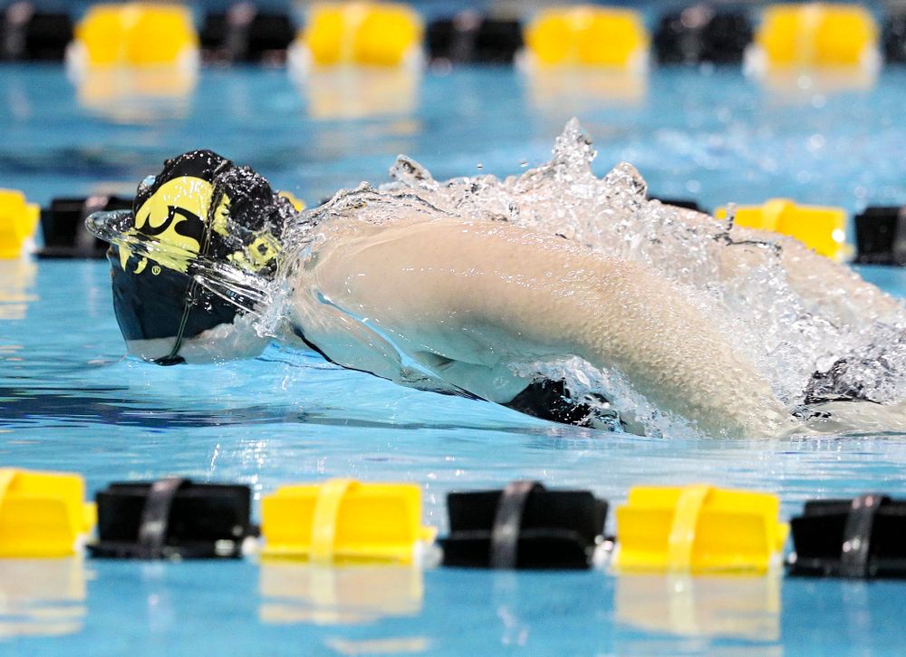 Iowa’s Lexi Horner swims the butterfly section of the 100-yard individual medley event during their meet against Michigan State at the Campus Recreation and Wellness Center in Iowa City on Thursday, Oct 3, 2019. (Stephen Mally/hawkeyesports.com)
