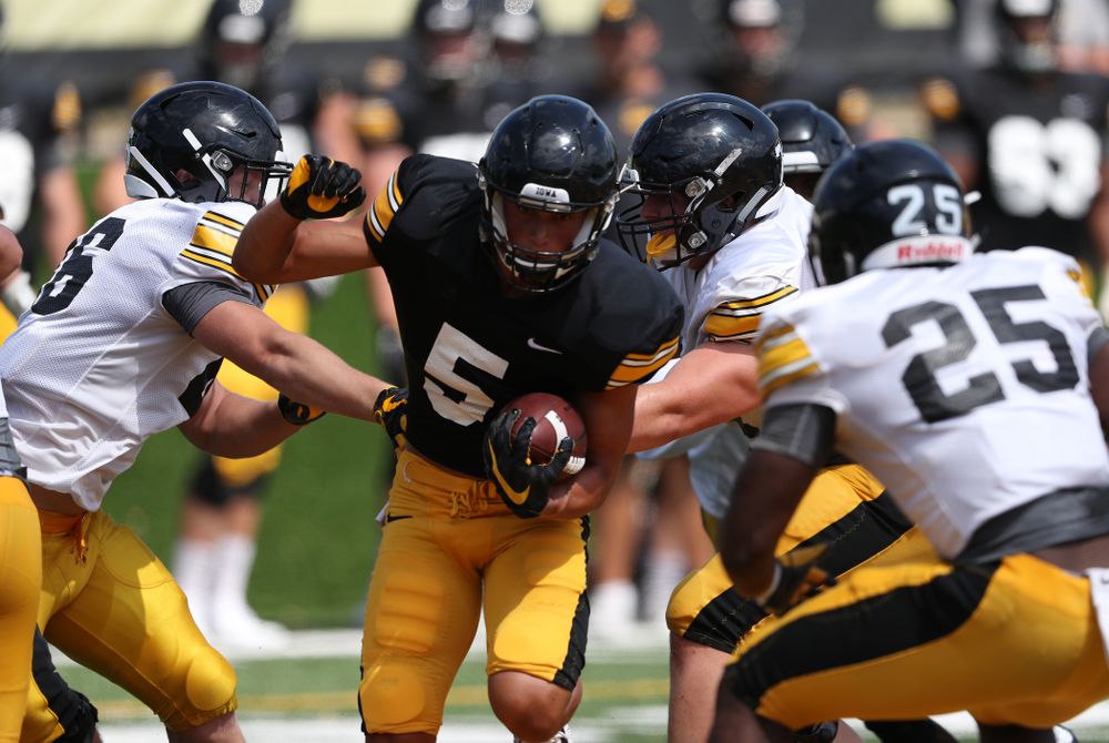 Iowa Hawkeyes wide receiver Oliver Martin (5) during Fall Camp Practice No. 5 Tuesday, August 6, 2019 at the Ronald D. and Margaret L. Kenyon Football Practice Facility. (Brian Ray/hawkeyesports.com)
