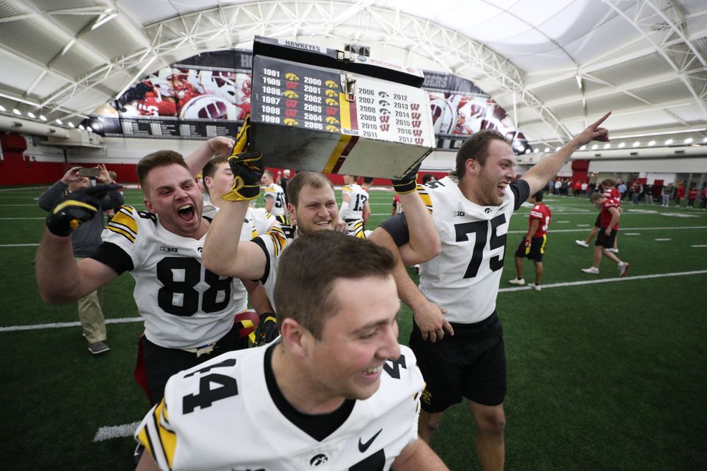 The Hawkeye football managers capture the rusty toolbox for the first time since 2008 with a 20-19 double The Hawkeye Football Managers captured the rusty toolbox for the first time since 2008 with a 20-19 double overtime win against the Wisconsin football managers on Nov. 8 in Madison, Wisconsin.