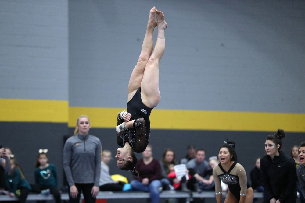 Allie Gilchrist competes on the floor during the Black and Gold intrasquad meet Saturday, December 1, 2018 at the University of Iowa Field House. (Brian Ray/hawkeyesports.com)