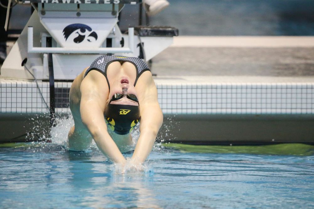 Georgia Clark during Iowa women’s swimming and diving vs Rutgers on Friday, November 8, 2019 at the Campus Wellness and Recreation Center. (Lily Smith/hawkeyesports.com)