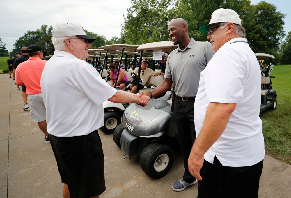 Dr. Tom Davis, Kenyon Murray, and Mike Street during the 2018 Chris Street Memorial Golf Outing Monday, August 27, 2018 at Finkbine Golf Course. (Brian Ray/hawkeyesports.com)