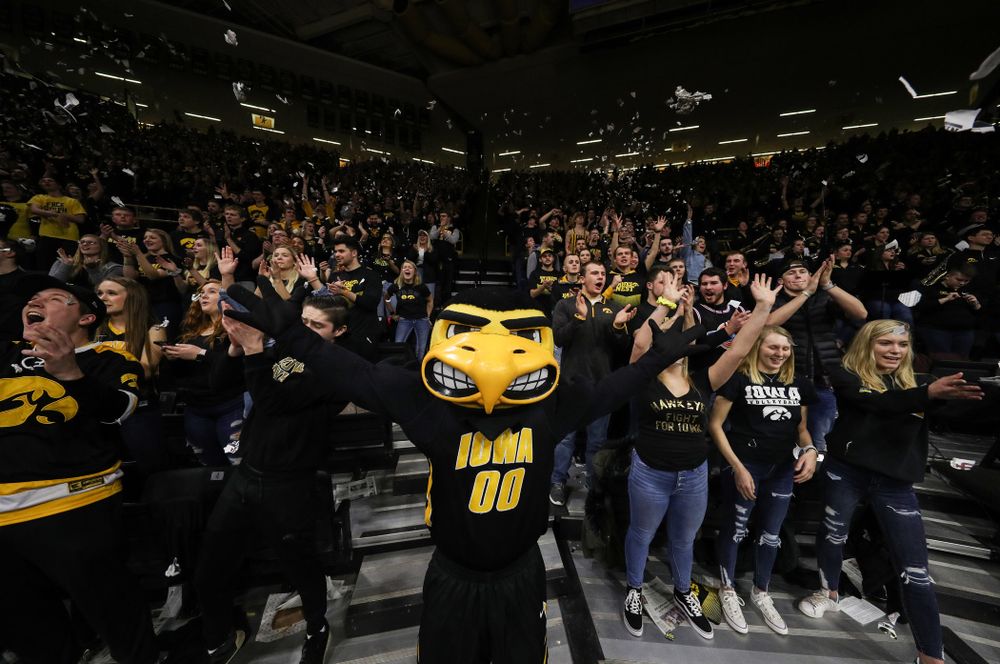 Herky The Hawk against the Indiana Hoosiers Friday, February 22, 2019 at Carver-Hawkeye Arena. (Brian Ray/hawkeyesports.com)