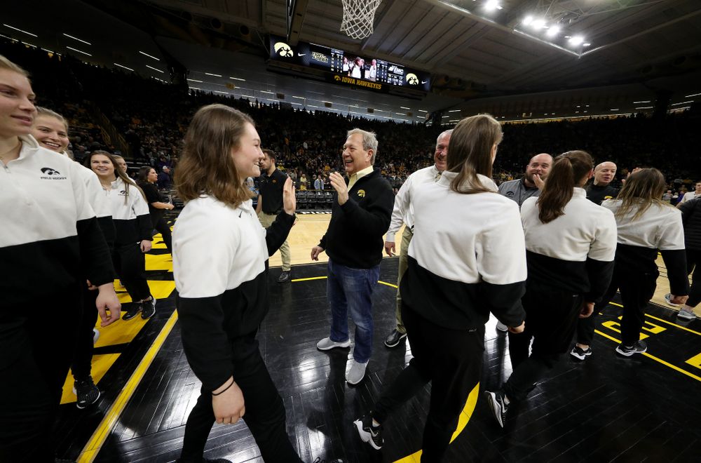 Student Athletes are recognized by the Presidential Committee on Athletics at halftime of the Iowa Hawkeyes game against Penn State Saturday, February 29, 2020 at Carver-Hawkeye Arena. (Brian Ray/hawkeyesports.com)