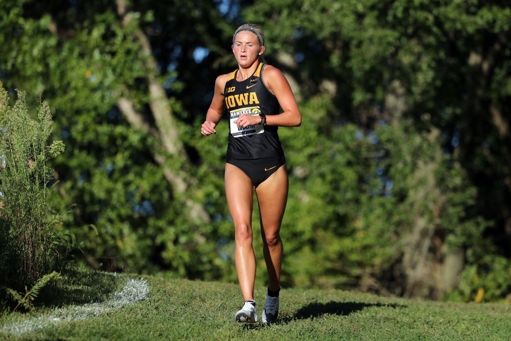 IowaÕs Aly Weum runs in the 2019 Hawkeye Invitational Friday, September 6, 2019 at the Ashton Cross Country Course. (Brian Ray/hawkeyesports.com)