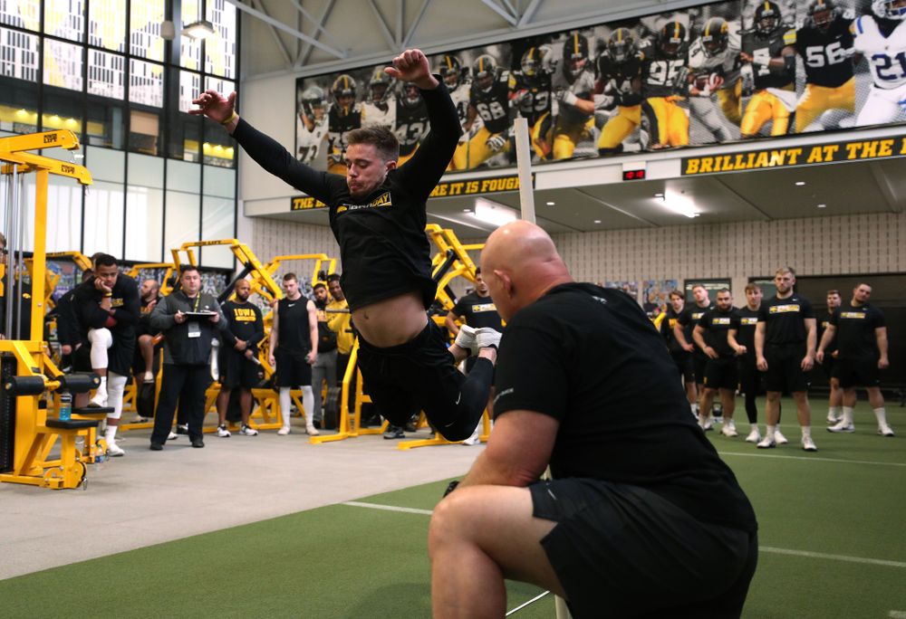 Iowa Hawkeyes wide receiver Nick Easley (84) during the teamÕs annual Pro Day Monday, March 25, 2019 at the Hansen Football Performance Center. (Brian Ray/hawkeyesports.com)