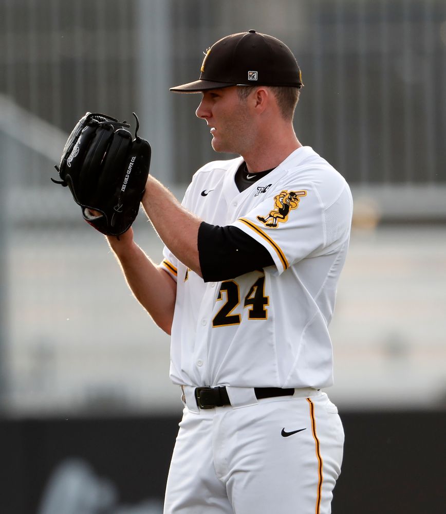 Iowa Hawkeyes pitcher Nick Allgeyer (24) against the Penn State Nittany Lions  Thursday, May 17, 2018 at Duane Banks Field. (Brian Ray/hawkeyesports.com)
