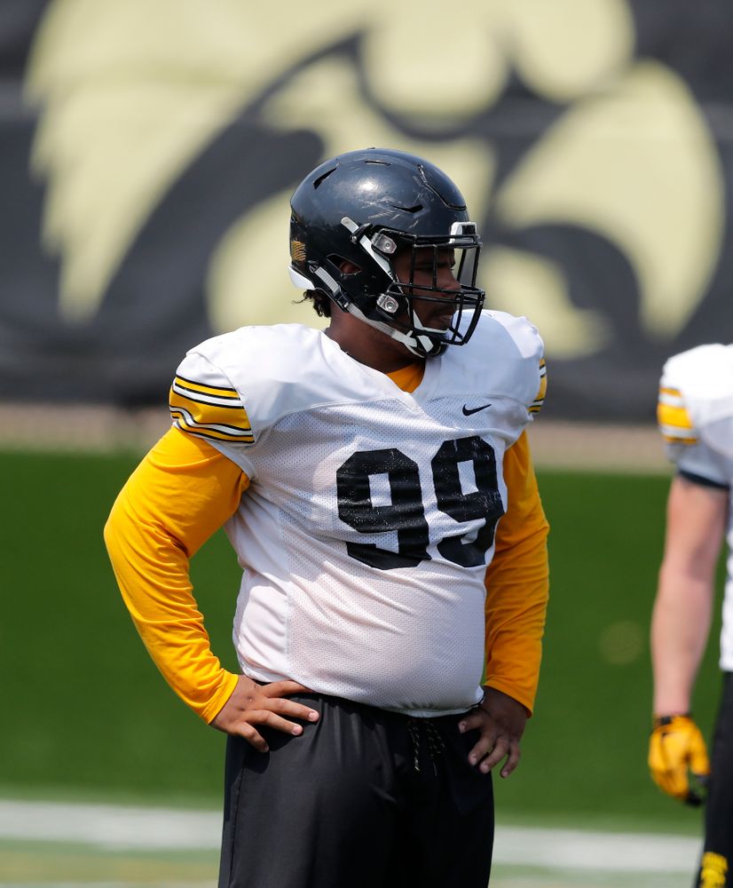 Iowa Hawkeyes defensive lineman Noah Shannon (99) during fall camp practice No. 9 Friday, August 10, 2018 at the Kenyon Practice Facility. (Brian Ray/hawkeyesports.com)
