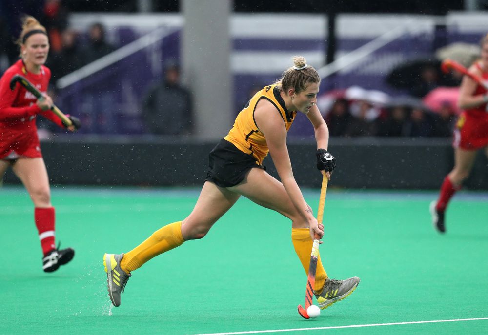 Iowa Hawkeyes Ellie Holley (7) against Maryland during the championship game of the Big Ten Tournament Sunday, November 4, 2018 at Lakeside Field in Evanston, Ill. (Brian Ray/hawkeyesports.com)