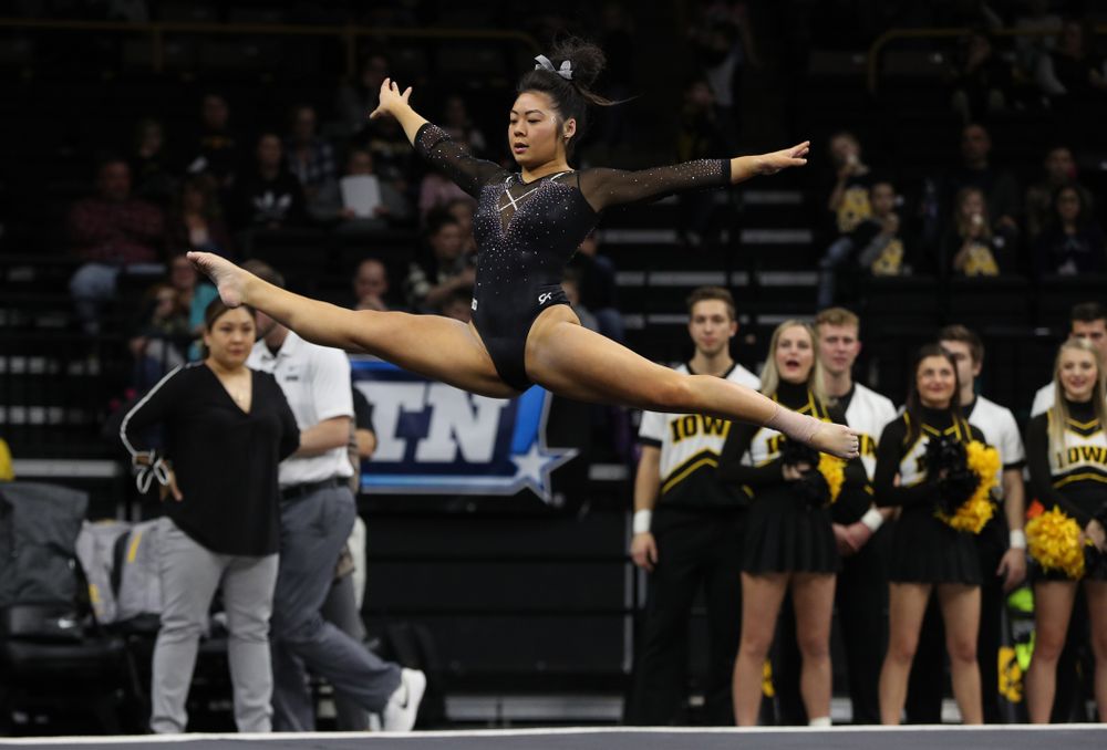 Clair Kaji competes on the floor against Illinois Saturday, February 16, 2019 at Carver-Hawkeye Arena. (Brian Ray/hawkeyesports.com)