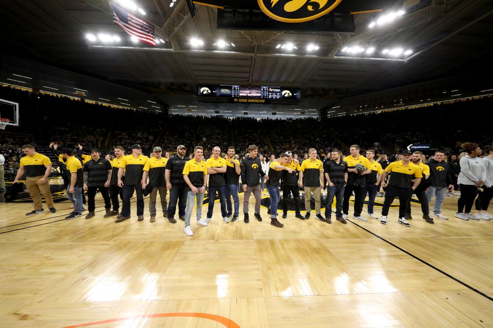 Student Athletes are recognized by the Presidential Committee on Athletics at halftime of the Iowa Hawkeyes game against Penn State Saturday, February 29, 2020 at Carver-Hawkeye Arena. (Brian Ray/hawkeyesports.com)