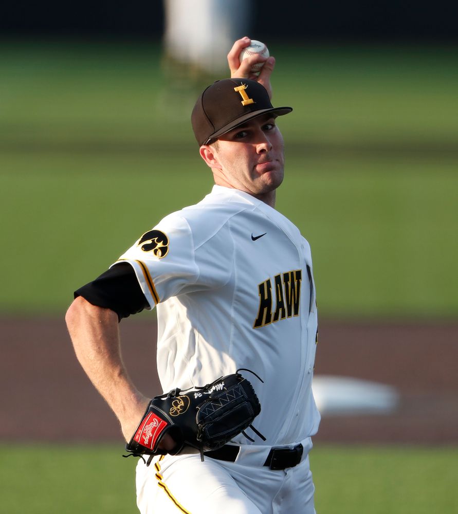 Iowa Hawkeyes pitcher Nick Allgeyer (24) against the Penn State Nittany Lions  Thursday, May 17, 2018 at Duane Banks Field. (Brian Ray/hawkeyesports.com)