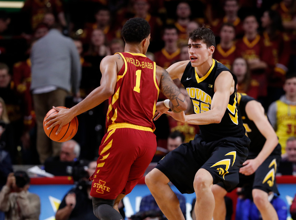 Iowa Hawkeyes forward Luka Garza (55) 