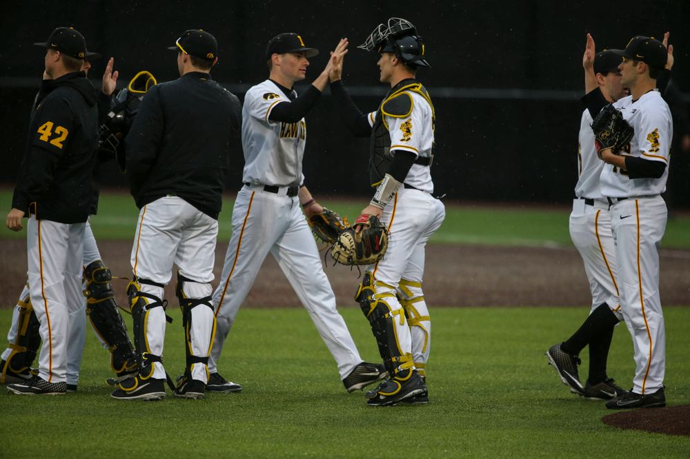 The Iowa baseball team at game 1 vs Illinois on Friday, March 29, 2019 at Duane Banks Field. (Lily Smith/hawkeyesports.com)