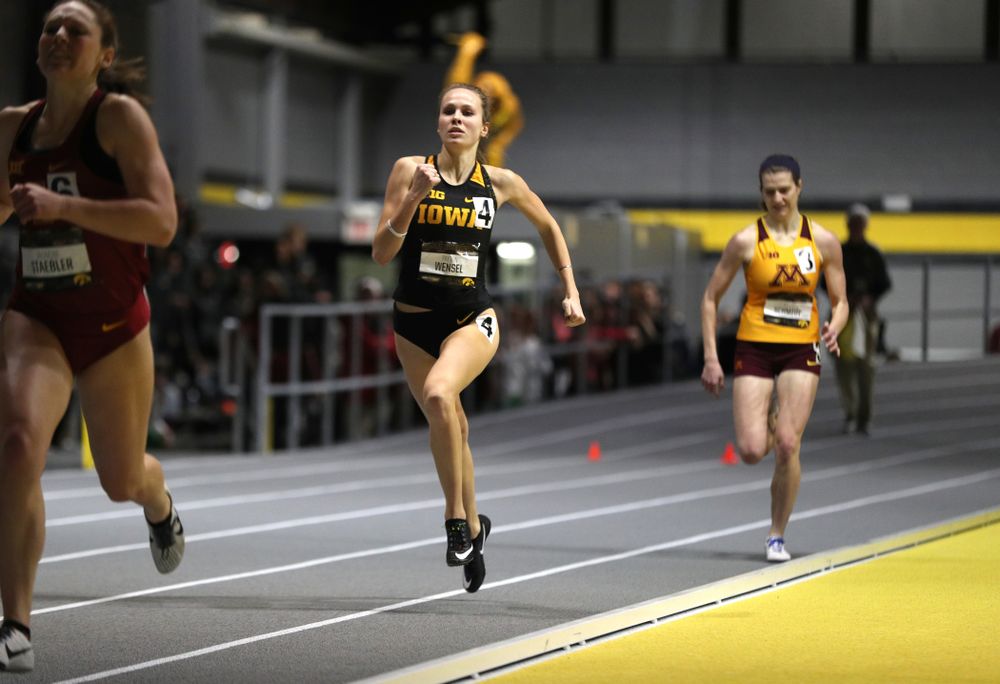 Iowa's Payton Wensel runs the 600 meter premier during the 2019 Larry Wieczorek Invitational Friday, January 18, 2019 at the Hawkeye Tennis and Recreation Center. (Brian Ray/hawkeyesports.com)