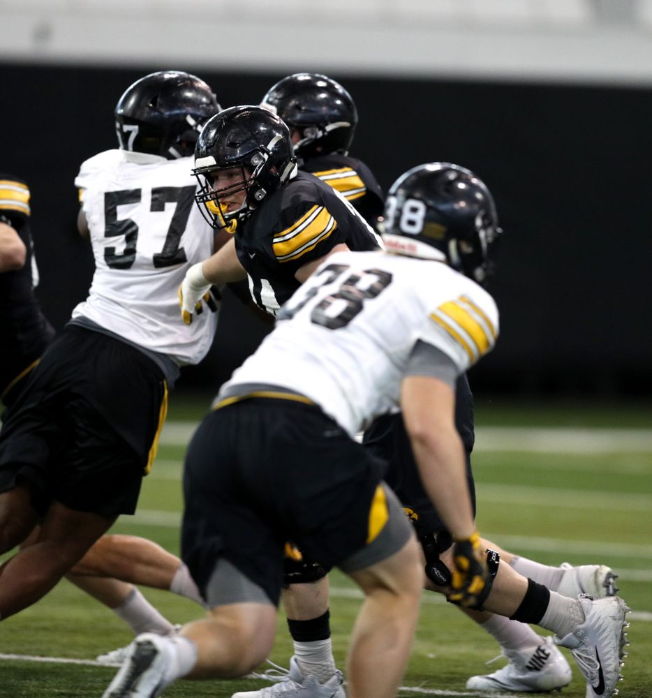 Iowa Hawkeyes defensive lineman Austin Schulte (74) during practice Wednesday, December 12, 2018 at the Hansen Football Performance Center in preparation for the Outback Bowl game against Mississippi State. (Brian Ray/hawkeyesports.com)