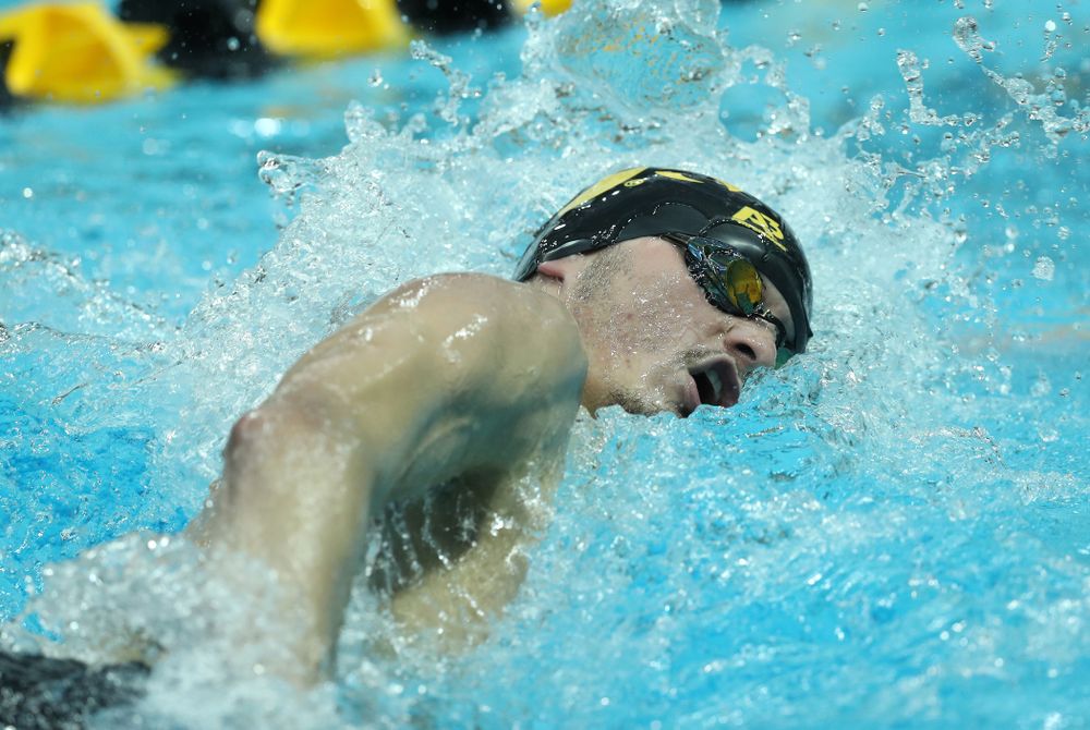 Iowa's Tom Schab swims the 500 yard freestyle Thursday, November 15, 2018 during the 2018 Hawkeye Invitational at the Campus Recreation and Wellness Center. (Brian Ray/hawkeyesports.com)