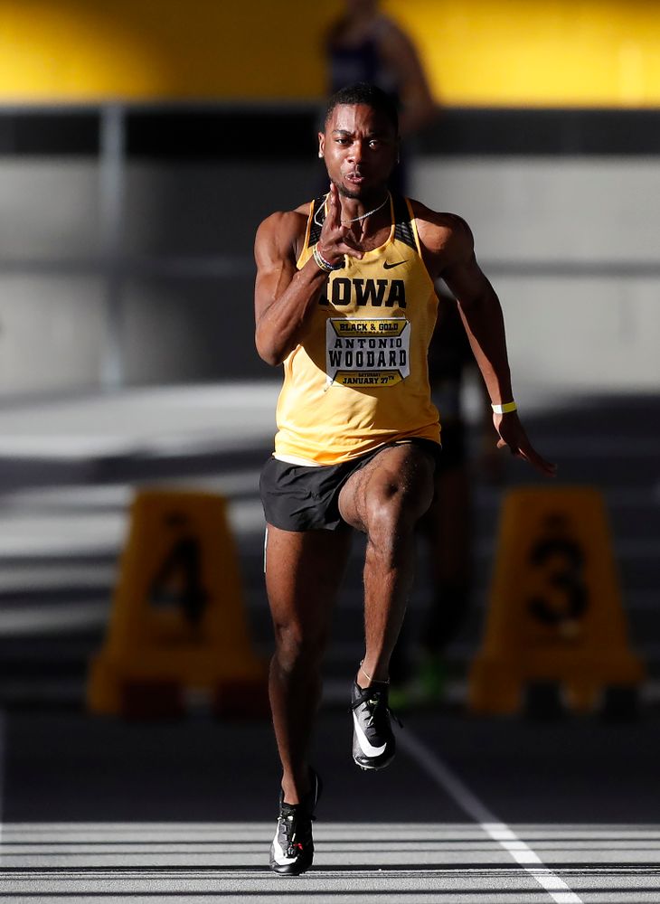 Antonio Woodard competes in 60 meter dash 