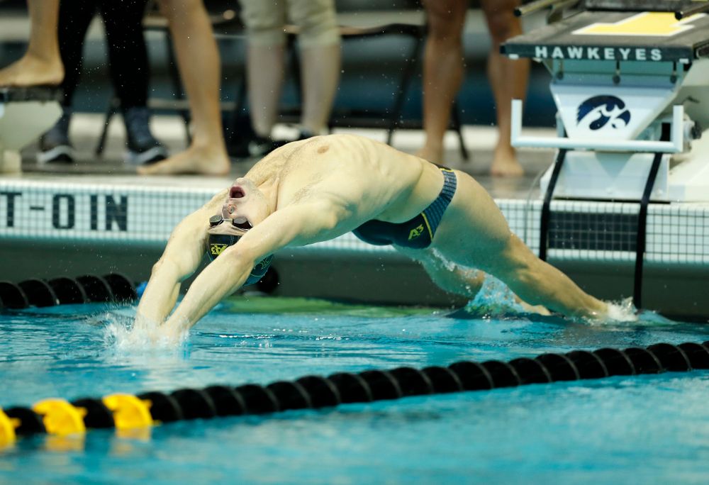 Saturday, January 13, 2018 (Brian Ray/hawkeyesports.com)Iowa's Kenneth Mende swims the backstroke leg of the 200 yard medley relay 
