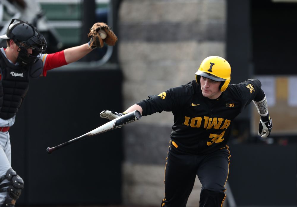 Iowa Hawkeyes catcher Brett McCleary (32) against Simpson College Tuesday, March 19, 2019 at Duane Banks Field. (Brian Ray/hawkeyesports.com)