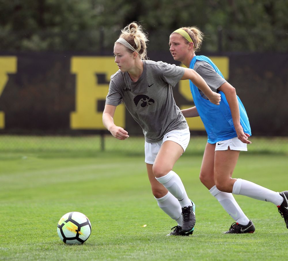 University of Iowa women's soccer practice Aug. 6, 2018. 