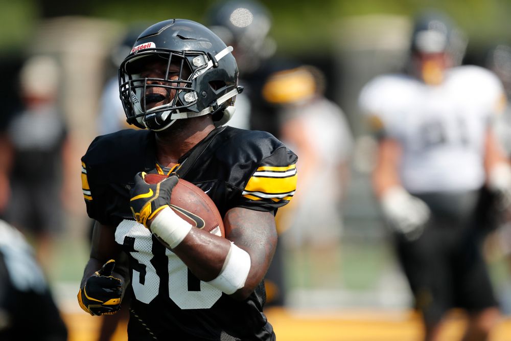 Iowa Hawkeyes running back Henry Geil (30) during fall camp practice No. 9 Friday, August 10, 2018 at the Kenyon Practice Facility. (Brian Ray/hawkeyesports.com)