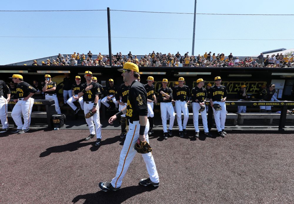 Iowa Hawkeyes Chris Whelan (28)  during game two against UC Irvine Saturday, May 4, 2019 at Duane Banks Field. (Brian Ray/hawkeyesports.com)