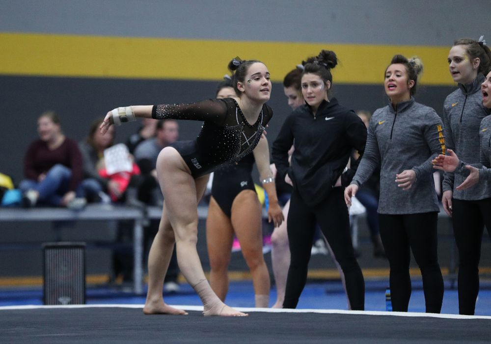 Allie Gilchrist competes on the floor during the Black and Gold intrasquad meet Saturday, December 1, 2018 at the University of Iowa Field House. (Brian Ray/hawkeyesports.com)