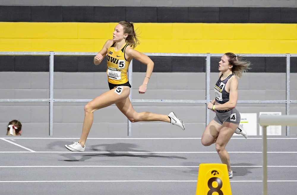 Iowa’s Payton Wensel runs the women’s 200 meter dash event during the Hawkeye Invitational at the Recreation Building in Iowa City on Saturday, January 11, 2020. (Stephen Mally/hawkeyesports.com)