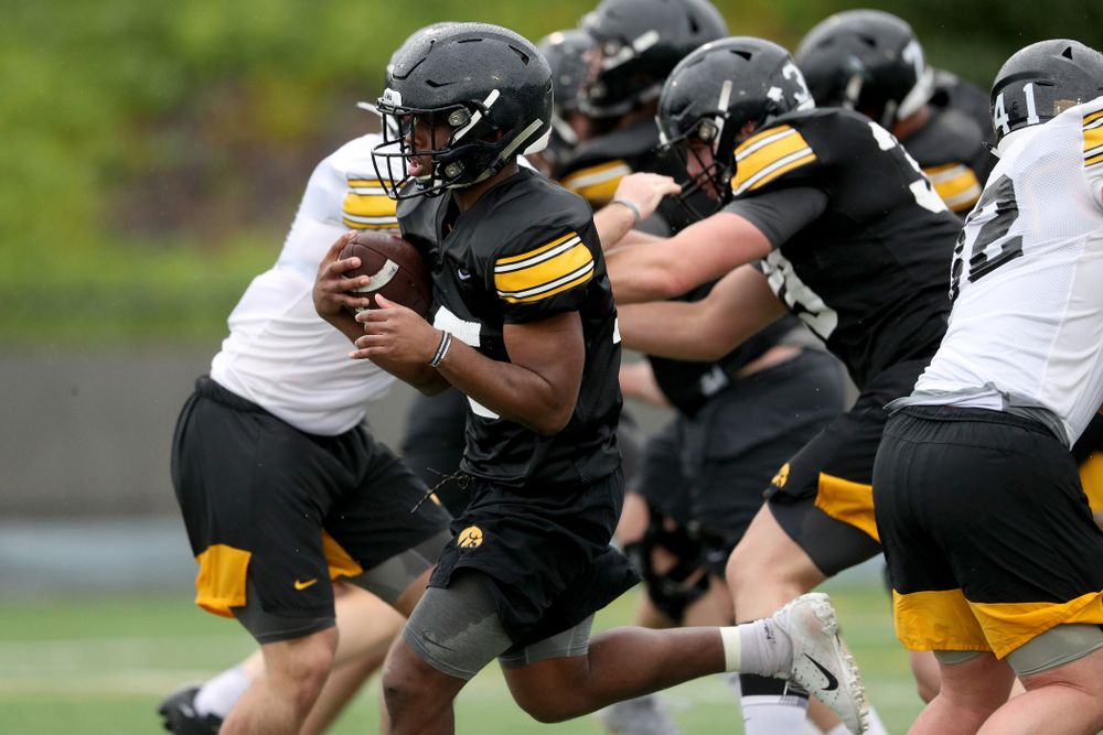 Iowa Hawkeyes running back Tyler Goodson (15) during practice Monday, December 23, 2019 at Mesa College in San Diego. (Brian Ray/hawkeyesports.com)