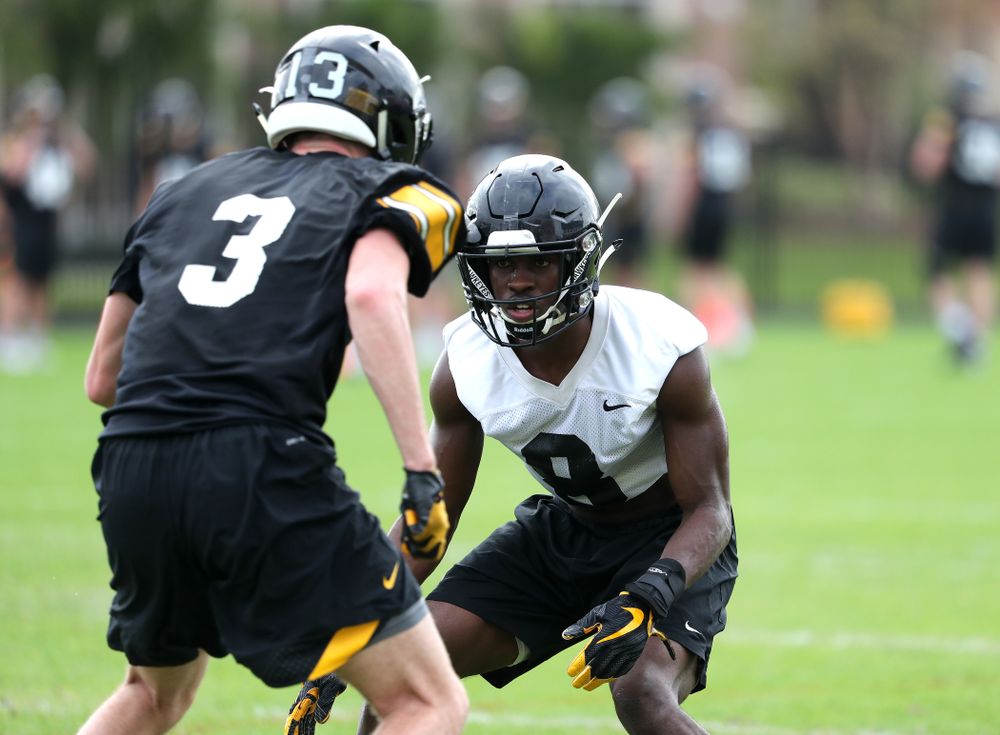 Iowa Hawkeyes defensive back Matt Hankins (8) during practice for the 2019 Outback Bowl Friday, December 28, 2018 at the University of Tampa. (Brian Ray/hawkeyesports.com)