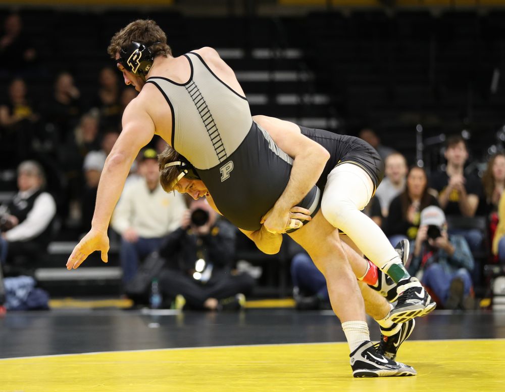 Iowa's Mitch Bowman wrestles Purdue's Christian Brunner at 197 pounds Saturday, November 24, 2018 at Carver-Hawkeye Arena. (Brian Ray/hawkeyesports.com)