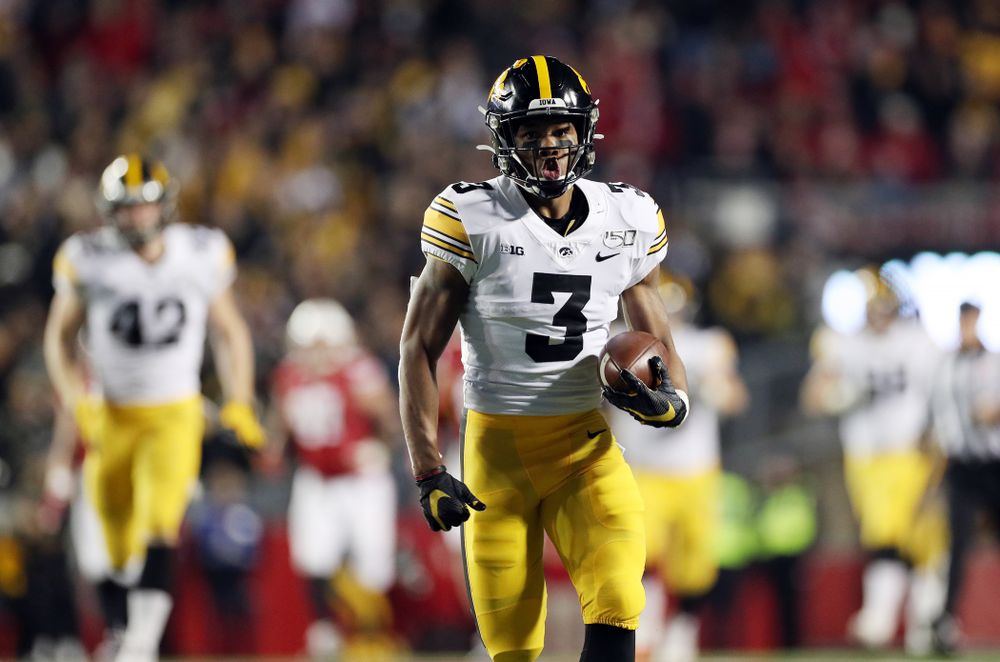 Iowa Hawkeyes wide receiver Tyrone Tracy Jr. (3) against the Wisconsin Badgers Saturday, November 9, 2019 at Camp Randall Stadium in Madison, Wisc. (Brian Ray/hawkeyesports.com)