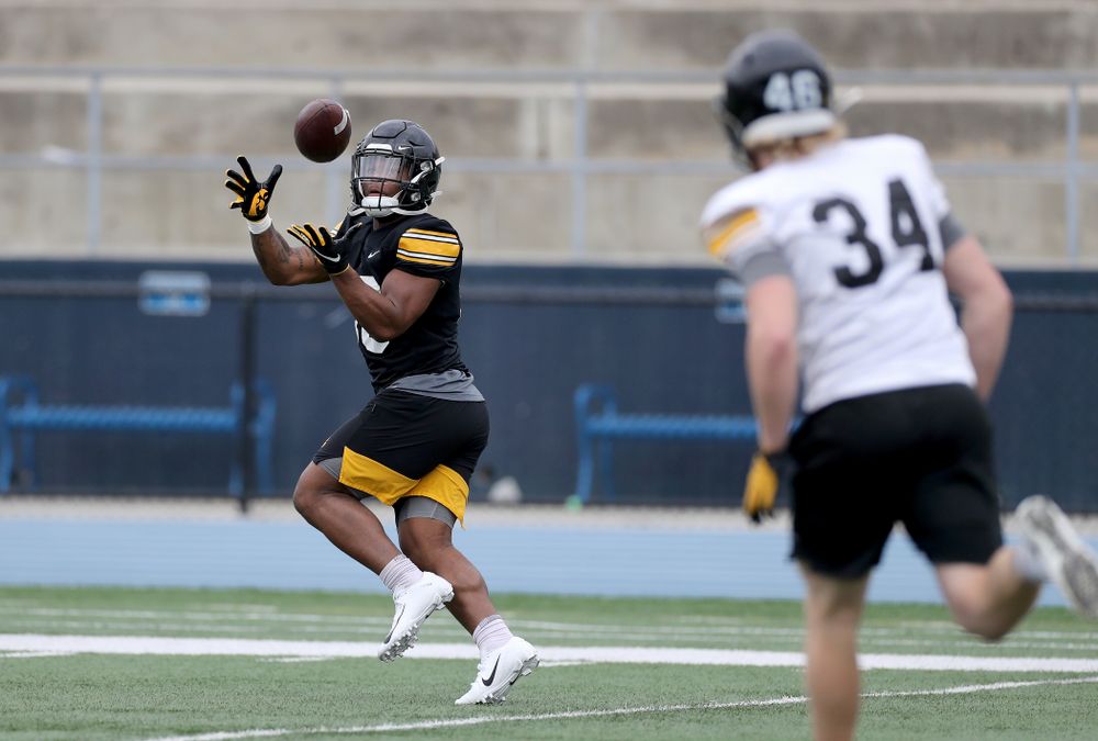 Iowa Hawkeyes running back Mekhi Sargent (10) during practice Sunday, December 22, 2019 at Mesa College in San Diego. (Brian Ray/hawkeyesports.com)