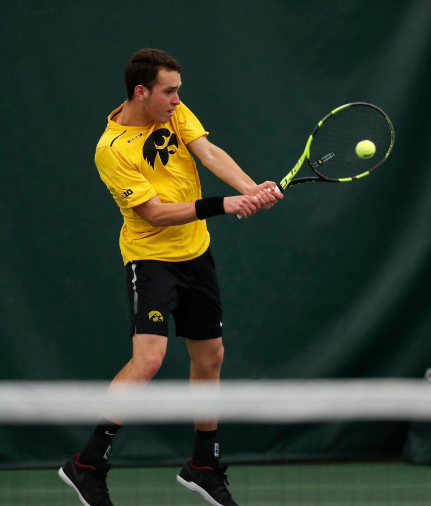 against the Illinois Fighting Illini Saturday, March 31, 2018 at Hawkeye Tennis and Recreation Center. (Brian Ray/hawkeyesports.com)