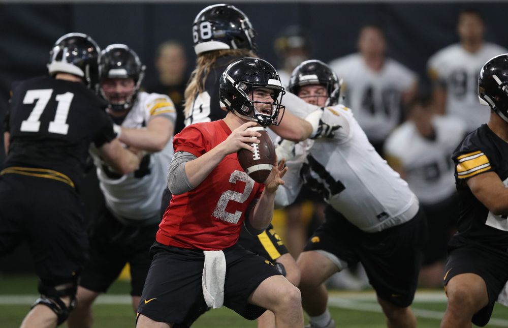 Iowa Hawkeyes quarterback Peyton Mansell (2) during preparation for the 2019 Outback Bowl Tuesday, December 18, 2018 at the Hansen Football Performance Center. (Brian Ray/hawkeyesports.com)