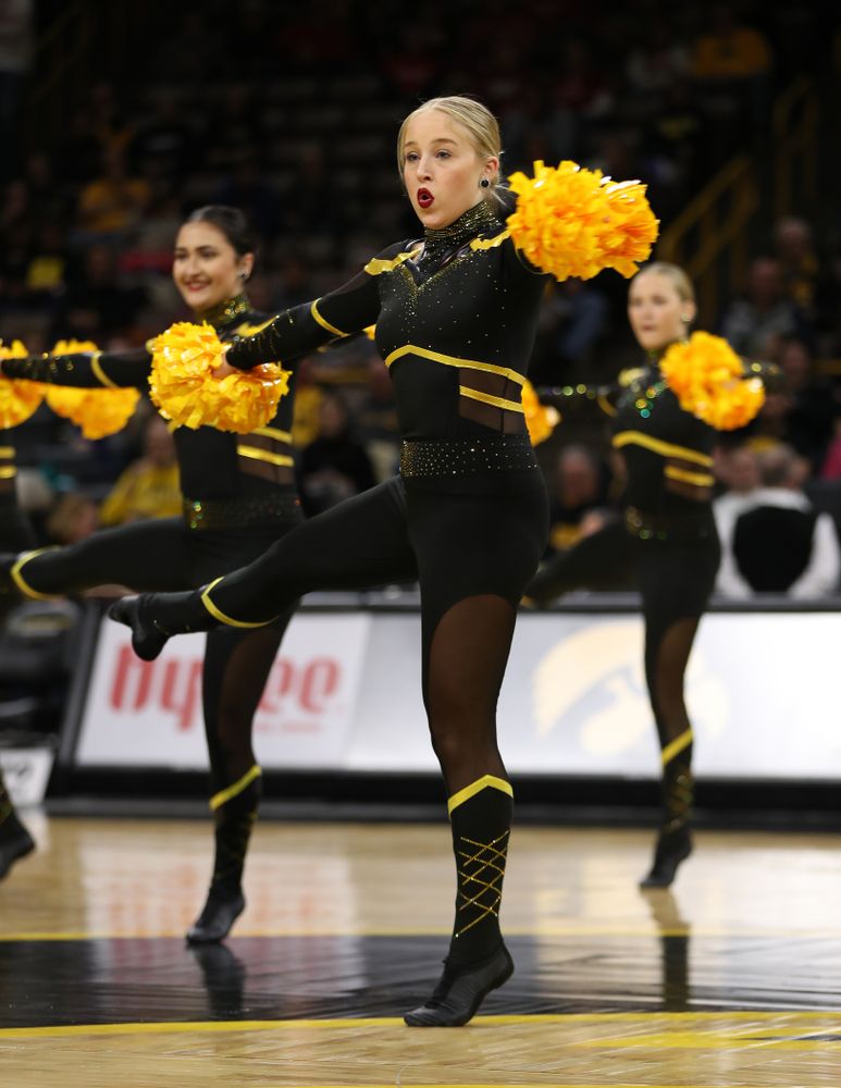 The Iowa Dance Team performs at halftime of the Iowa Hawkeyes game against the Nebraska Cornhuskers Thursday, January 3, 2019 at Carver-Hawkeye Arena. (Brian Ray/hawkeyesports.com)