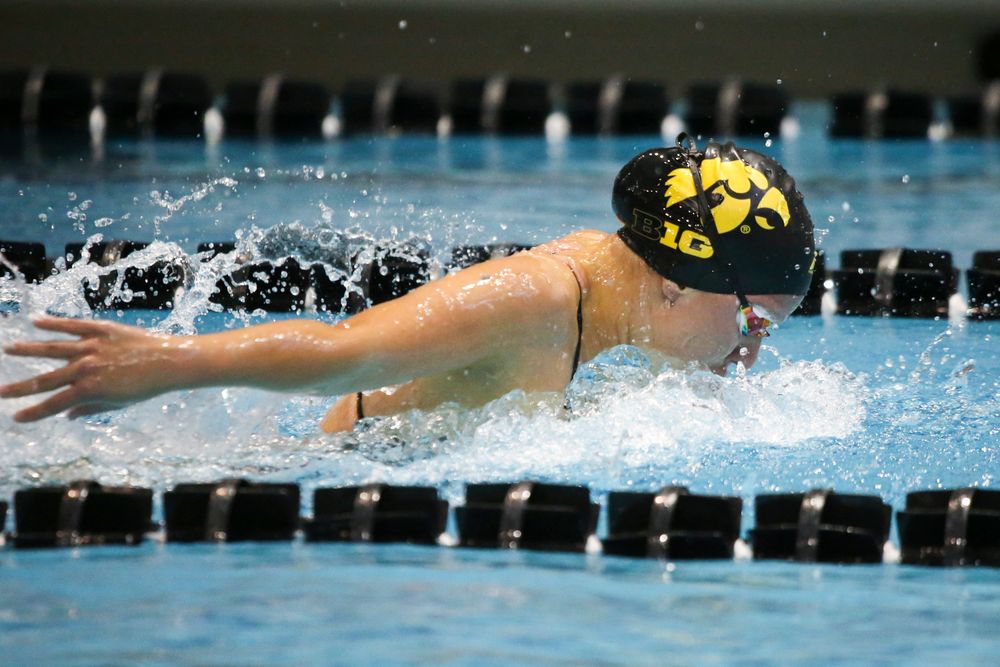 Christina Kaufman during Iowa women’s swimming and diving vs Rutgers on Friday, November 8, 2019 at the Campus Wellness and Recreation Center. (Lily Smith/hawkeyesports.com)