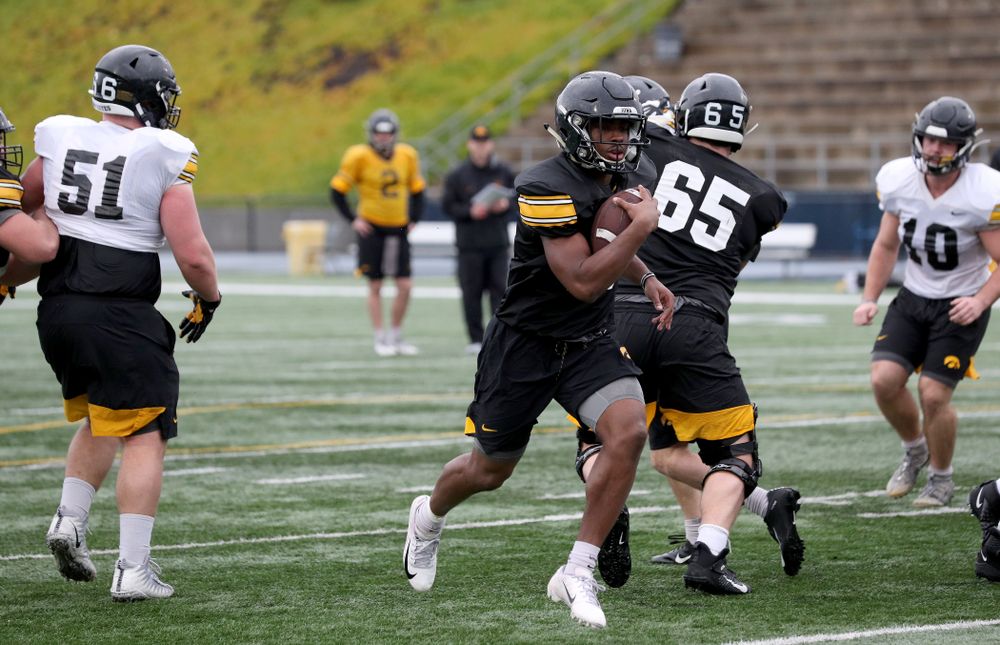 Iowa Hawkeyes running back Tyler Goodson (15) during practice Monday, December 23, 2019 at Mesa College in San Diego. (Brian Ray/hawkeyesports.com)
