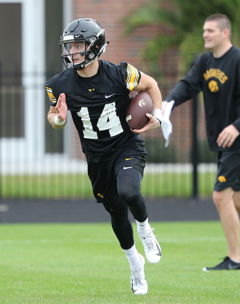 Iowa Hawkeyes wide receiver Kyle Groeneweg (14) during the team's first Outback Bowl Practice in Florida Thursday, December 27, 2018 at Tampa University. (Brian Ray/hawkeyesports.com)