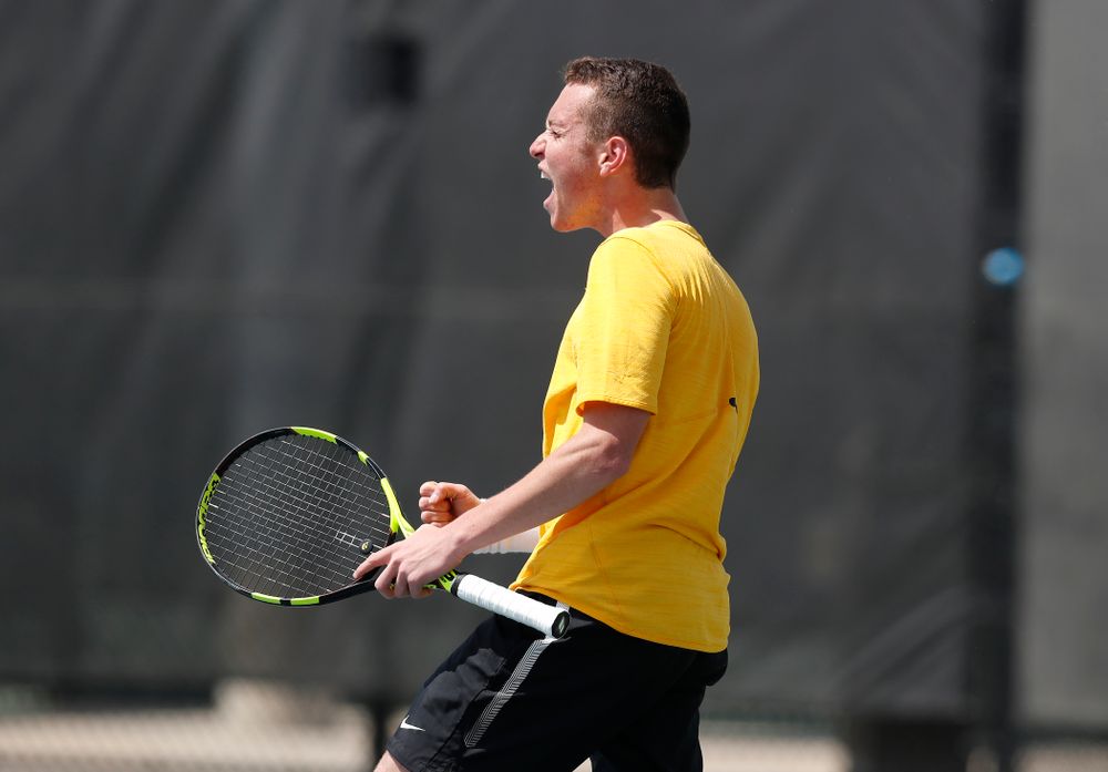 Kareem Allaf against Northwestern in the first round of the 2018 Big Ten Men's Tennis Tournament Thursday, April 26, 2018 at the Hawkeye Tennis and Recreation Complex. (Brian Ray/hawkeyesports.com)