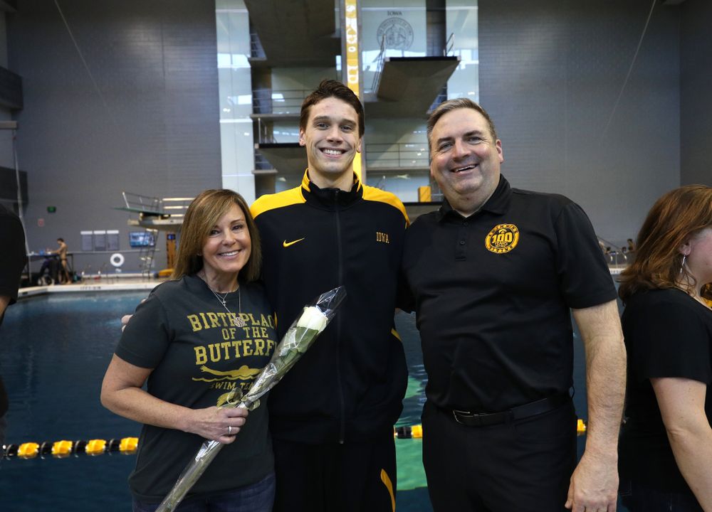 Matt Kamin is introduced during senior day before a double dual against Wisconsin and Northwestern Saturday, January 19, 2019 at the Campus Recreation and Wellness Center. (Brian Ray/hawkeyesports.com)