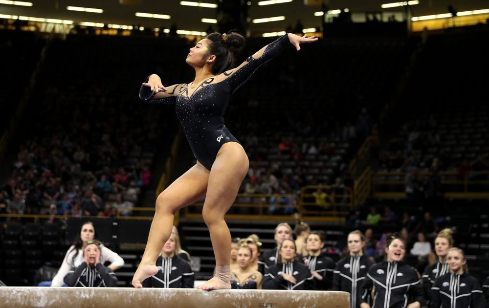 Iowa's Clair Kaji competes on the beam during their meet against Southeast Missouri State Friday, January 11, 2019 at Carver-Hawkeye Arena. (Brian Ray/hawkeyesports.com)