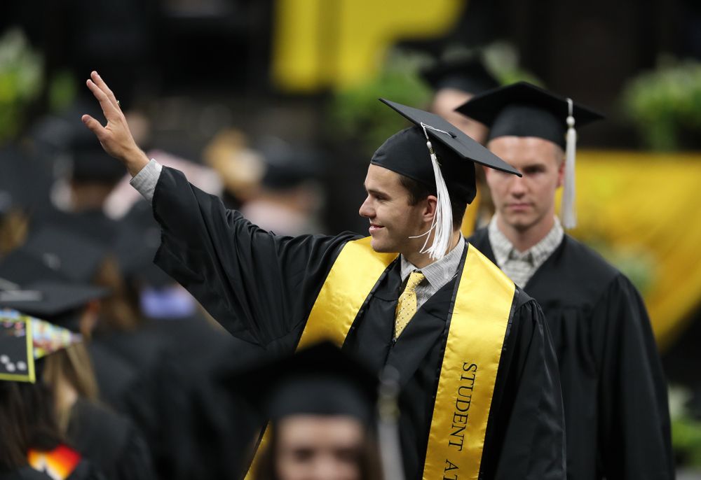 Iowa MenÕs Tennis player Jonas Larsen during the College of Liberal Arts and Sciences spring commencement Saturday, May 11, 2019 at Carver-Hawkeye Arena. (Brian Ray/hawkeyesports.com)