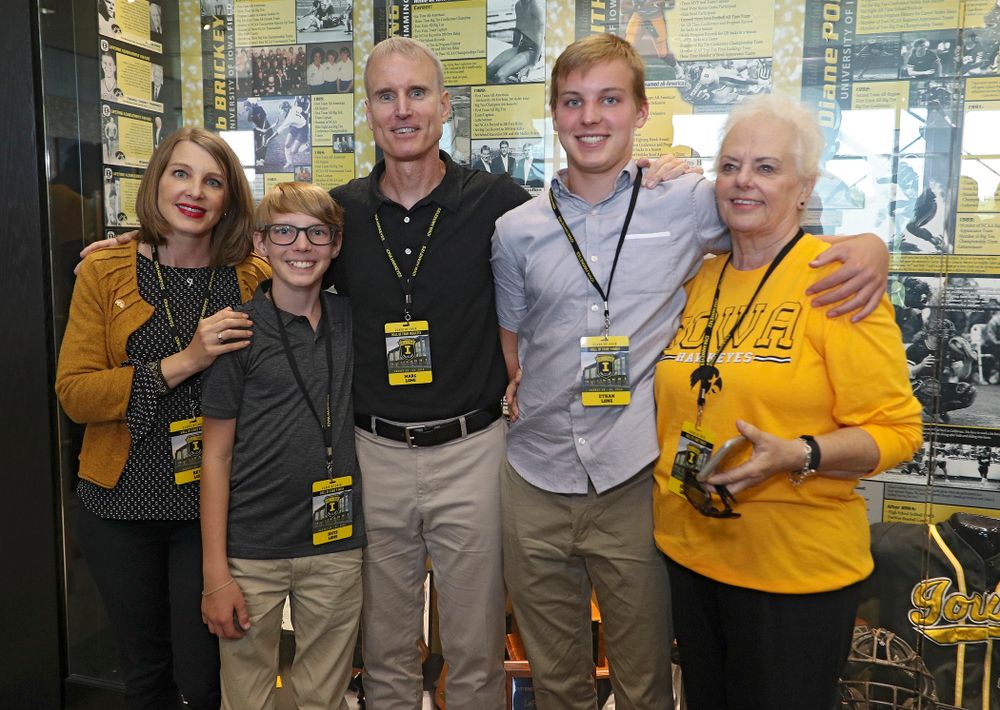 2019 University of Iowa Athletics Hall of Fame inductee Marc Long with his family at the University of Iowa Athletics Hall of Fame in Iowa City on Friday, Aug 30, 2019. (Stephen Mally/hawkeyesports.com)