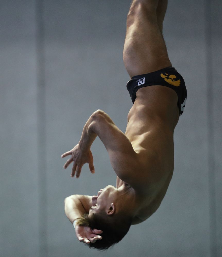Jonatan Posligua competes on the 3 meter board Thursday, November 15, 2018 during the 2018 Hawkeye Invitational at the Campus Recreation and Wellness Center. (Brian Ray/hawkeyesports.com)
