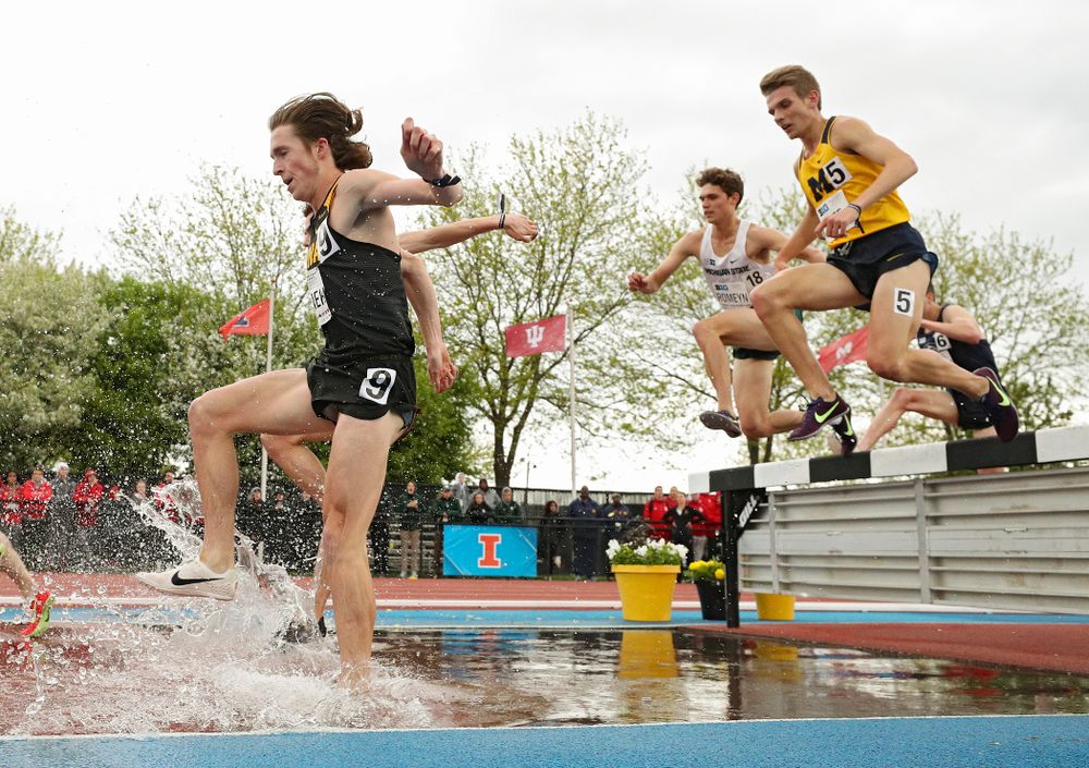 Iowa's Nathan Mylenek runs in the men’s 3000 meter steeplechase event on the second day of the Big Ten Outdoor Track and Field Championships at Francis X. Cretzmeyer Track in Iowa City on Saturday, May. 11, 2019. (Stephen Mally/hawkeyesports.com)