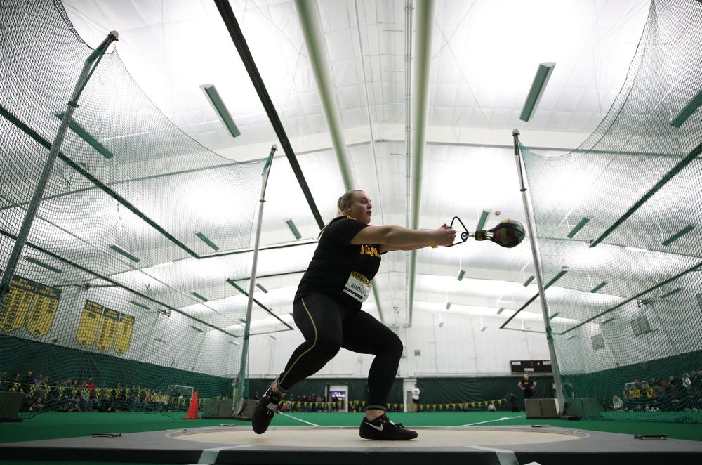 Iowa's Erika Hammond competes in the weight throw Friday, January 11, 2019 at the Hawkeye Tennis and Recreation Center. (Brian Ray/hawkeyesports.com)