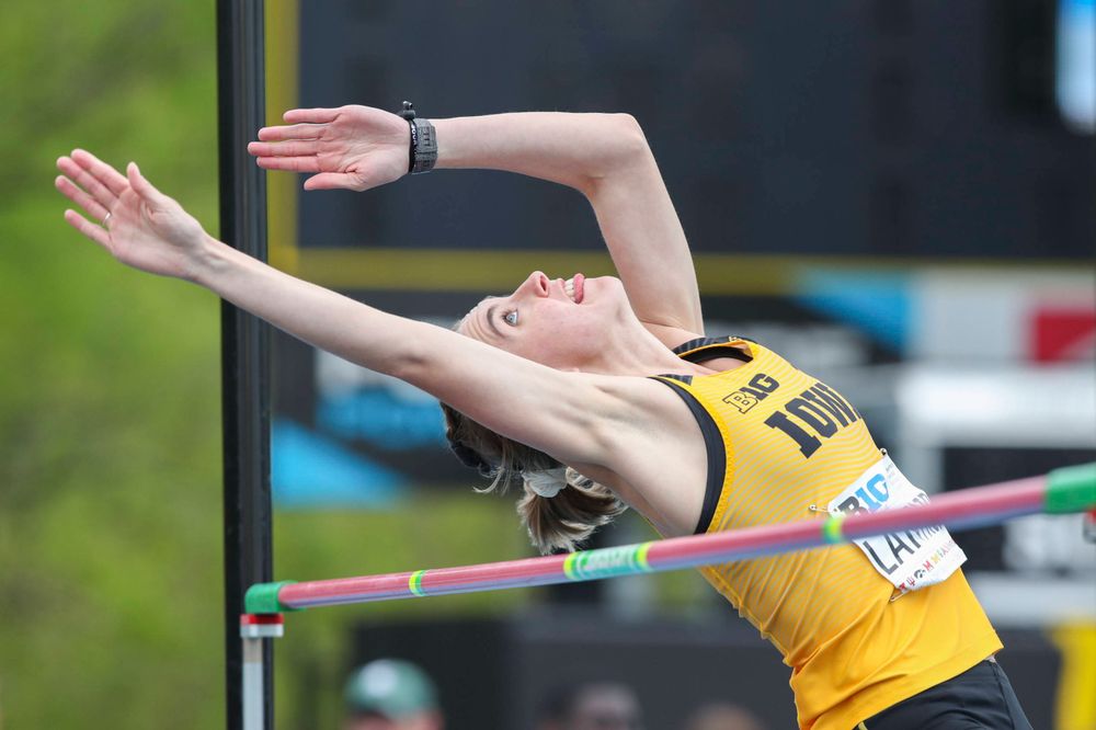 Iowa's Aubrianna Lantrip during women's high jump at Big Ten Outdoor Track and Field Championships at Francis X. Cretzmeyer Track on Sunday, May 12, 2019. (Lily Smith/hawkeyesports.com)
